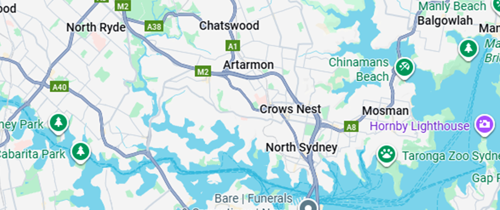 lower-north-shore-funeral-services 2 lower north shore map