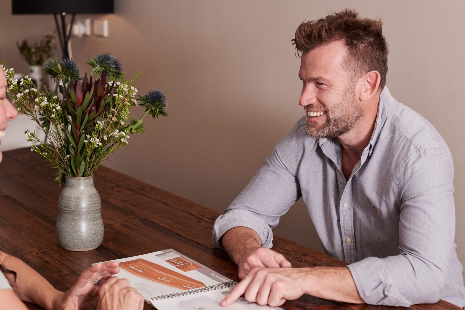 Matt Morgan explaining funeral terminology and options during a calm planning conversation.